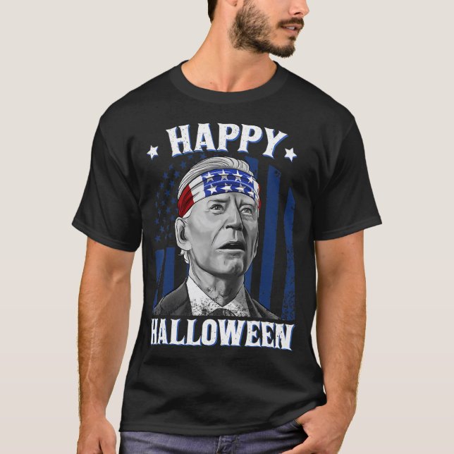 Camiseta Divertido Joe Biden Feliz Halloween Confundido Par (Frente)