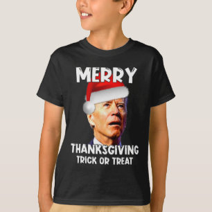 Camiseta Divertido Joe Biden Santa Hat Feliz Ação de Graças
