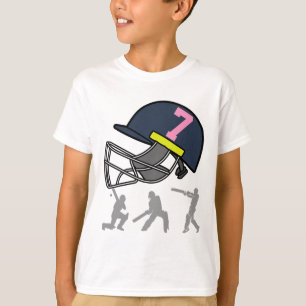 Camiseta Divertido Jogador de Críquete de 7 Anos Meninos Cr