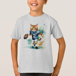 Camiseta Divertido Legal Gato Jogador de Rugby Humor Animal