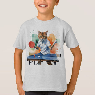 Camiseta Divertido Legal Gato Jogando Mesa Tênis Humor Anim