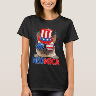 Camiseta Divertido Meowica Dono de Gato Siamês Bandeira dos
