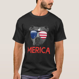 Camiseta Divertido Merica American Pit Bull Terrier Bandeir