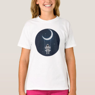 Camiseta Divertido no espaço - Astronauta balançando na lua