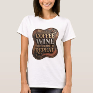 Camiseta Divertido Ouro CAFÉ VINHO ESPRESSO MARTINI REPITA