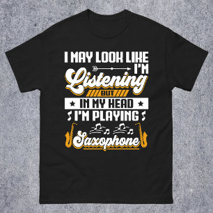 Camiseta Divertido Ouvindo Na Minha Cabeça Estou Tocando Sa
