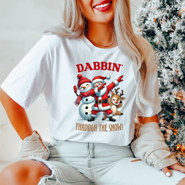 Camiseta Divertido Papai Noel Dabbing Through the Snow (Criador carregado)