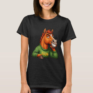 Camiseta Divertido Para o Festival Lunar do Cavalo Cartoon