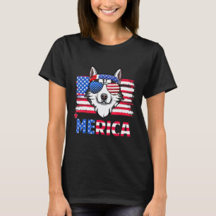 Camiseta Divertido Pendurado Com Husky Mãe Merica 4 De Julh