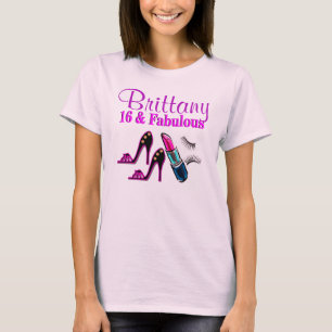 CAMISETA DIVERTIDO PERSONALIZADO 16º ANIVERSÁRIO 16 E FABUL