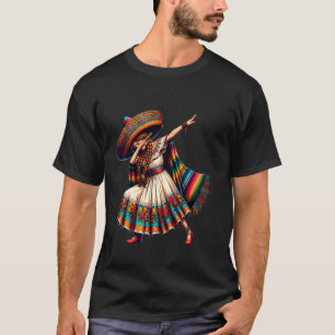 Camiseta Divertido Poncho Mexicano Dabbing Chapéu Cinco de
