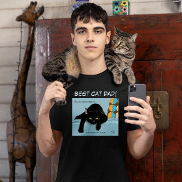 Camiseta Divertido Preto Fofo Melhor Pai de Gato Dia dos Pa