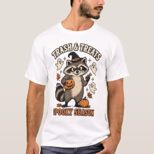 Camiseta Divertido Raccoon de Halloween Retro Lixo & Gulose