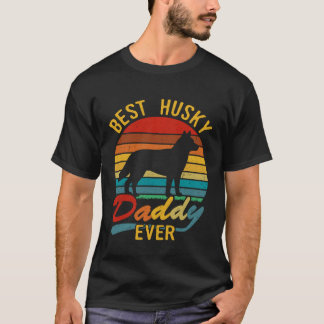 Camiseta Divertido Retro Vintage Melhor Husky Papai de Todo