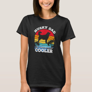 Camiseta Divertido Retro Vintage Melhor Pai Husky de Todos