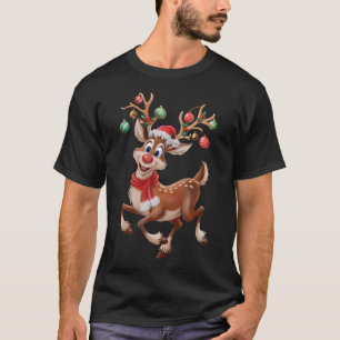 Camiseta Divertido Rudolph A Rena Nariz Vermelho Para Crian