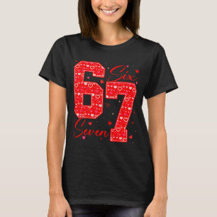 Camiseta Divertido Seis Sete 6 7 Meme Corações Cupido Dia d