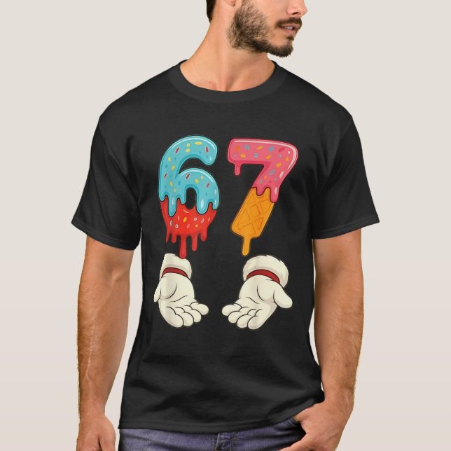 Camiseta Divertido Seis Sete 6 7 Meme Natal Sorvete Gotejam (Frente)