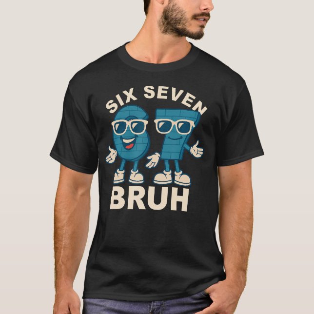 Camiseta Divertido Seis Sete Bruh Brainrot Presente de Meme (Frente)