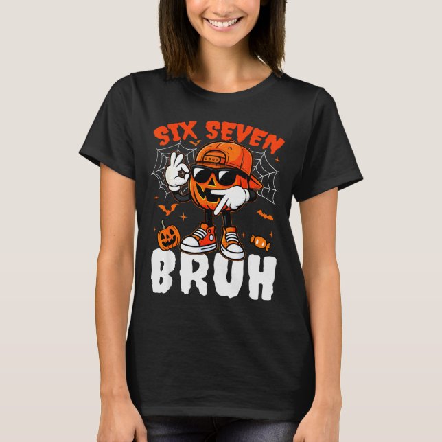 Camiseta Divertido Seis Sete Meme Brainrot Abóbora Crianças (Frente)
