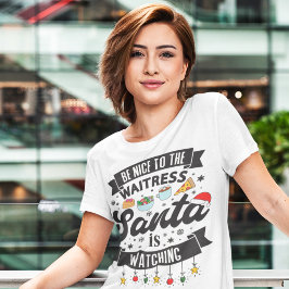 Camiseta Divertido Seja legal com os Papais noeis do garçon