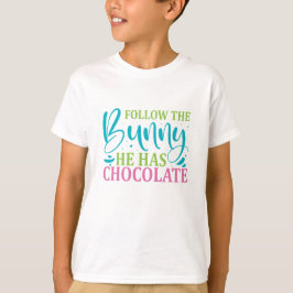 Camiseta Divertido Siga o Coelho - Páscoa