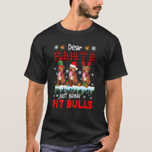 Camiseta Divertido Só Traga Pit Bulls Xmas Três Rena do Pap