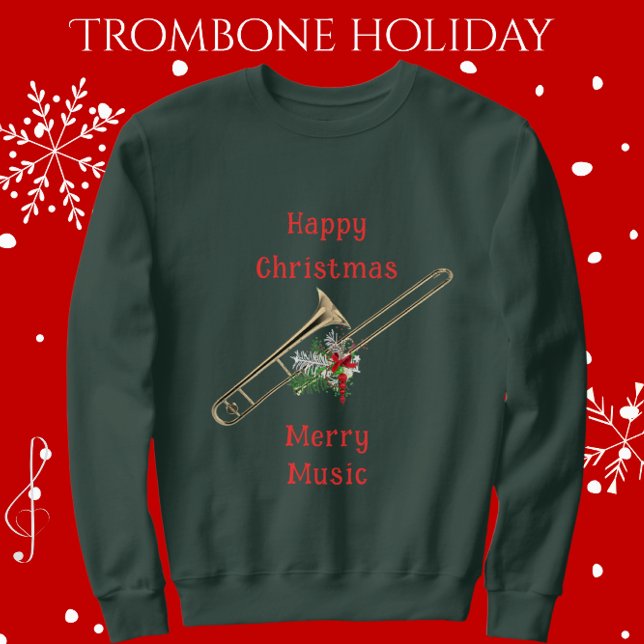 Camiseta Divertido Trombone Festivo Feliz Música de Feliz d (Celebrate the Holidays with Music.)