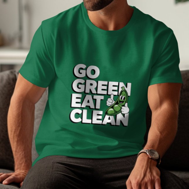 Camiseta Divertido Vegano Ervilha Vagem Fique Verde Coma Li (Criador carregado)