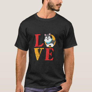 Camiseta Divertido Vintage Retro Amor de Cachorro Husky Sib