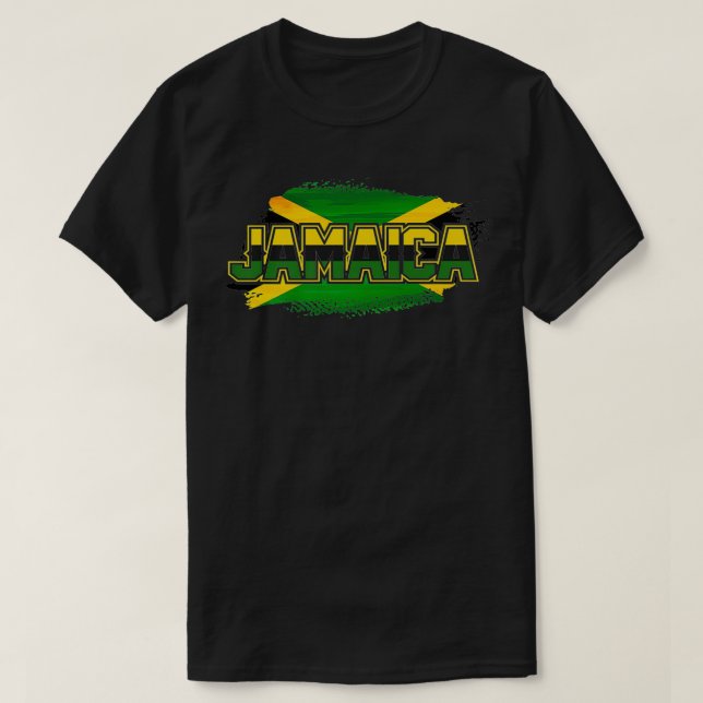 Camiseta Divertimento engraçado na Jamaica Flag Palm Summer (Frente do Design)