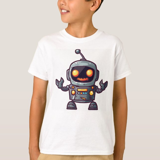 Camiseta Divertimento robótico do Halloween (Frente)