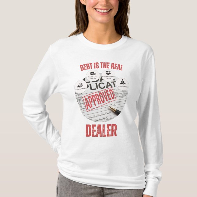 Camiseta Dívida é aprovada pelo revendedor real™ como propr (Frente)