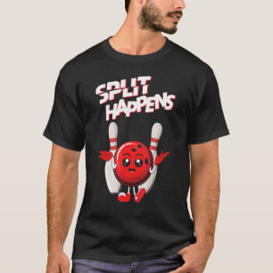 Camiseta Dividir Acontece que Jogador de Boliche Bola e Pin