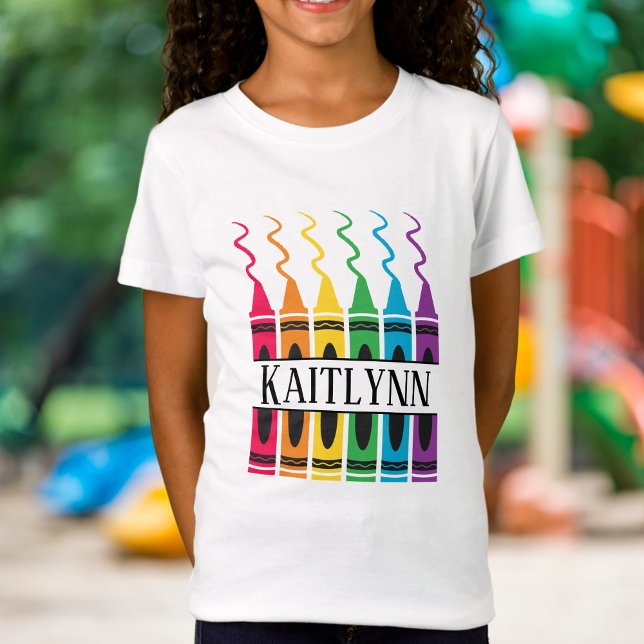 Camiseta Dividir Nome do Crayon Design Filho Personalizado (Criador carregado)