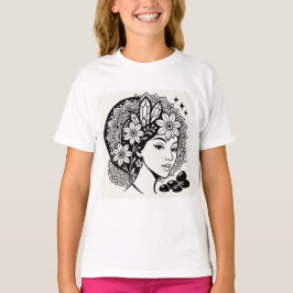 Camiseta Divina Feminina Mandala Art Floral Crystal Deusa