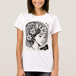 Camiseta Divina Feminina Mandala Art Floral Crystal Deusa