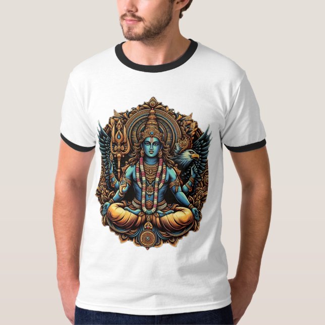 Camiseta Divine Guardian: Vishnu e Garuda" (Frente)