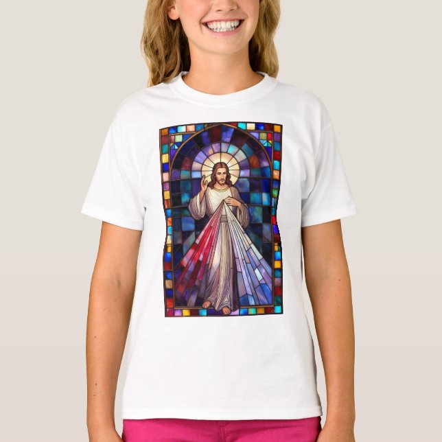 Camiseta Divine Mercy Jesus Girl's Tee Shirt (Frente)