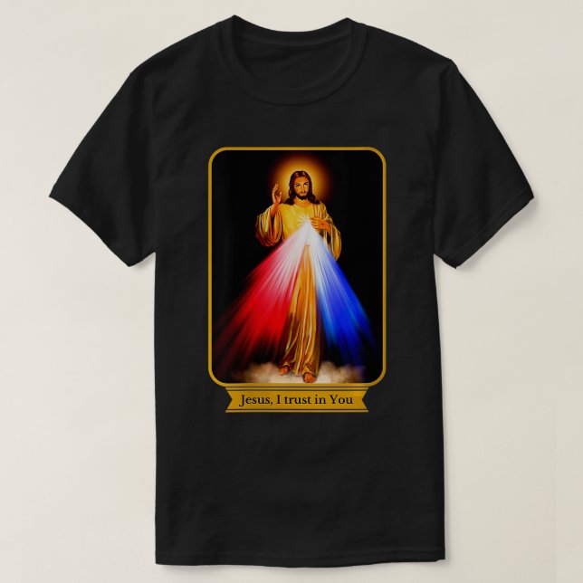 Camiseta Divino Compaixão Jesus Confio Em Você Católico VNe (Frente do Design)
