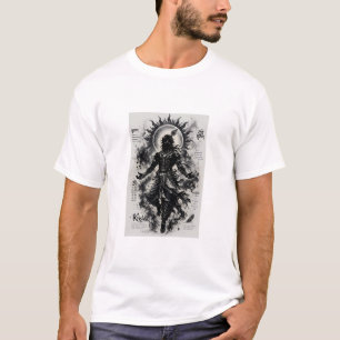 Camiseta Divino Senhor Krishna Silhueta Escura Arte Grunge