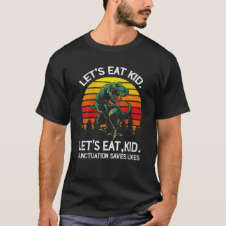 Camiseta Divirta Dinossauro Vamos Eat Kids Pontuação salva