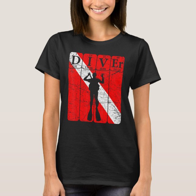 Camiseta Divisor de Elementos de Mesa Periódicos Scuba (Frente)