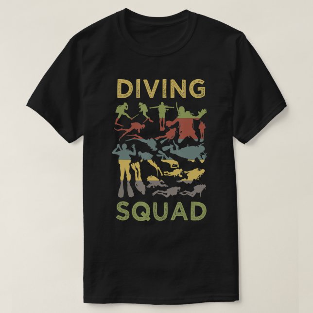 Camiseta Divisor de Esquadrão Funny Scuba Merging Diver (Frente do Design)
