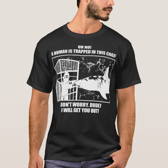 Camiseta Divisor de Gaiola Branca de Tubarão Excelente Amig (Frente)