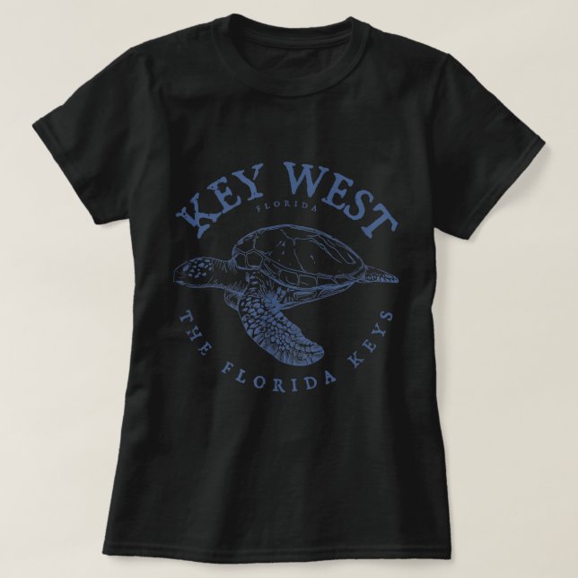 Camiseta Divisor de Pesca Chave West Turtle Florida Keys Sc (Frente do Design)