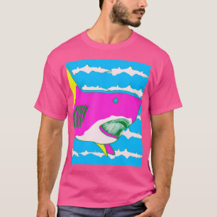 Camiseta Divisor de Tubarão-Pop com Excelente de Arte Branc