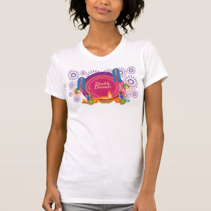 Camiseta Diwali Fun Cartoon Diya, Firecrackers, Fireworks