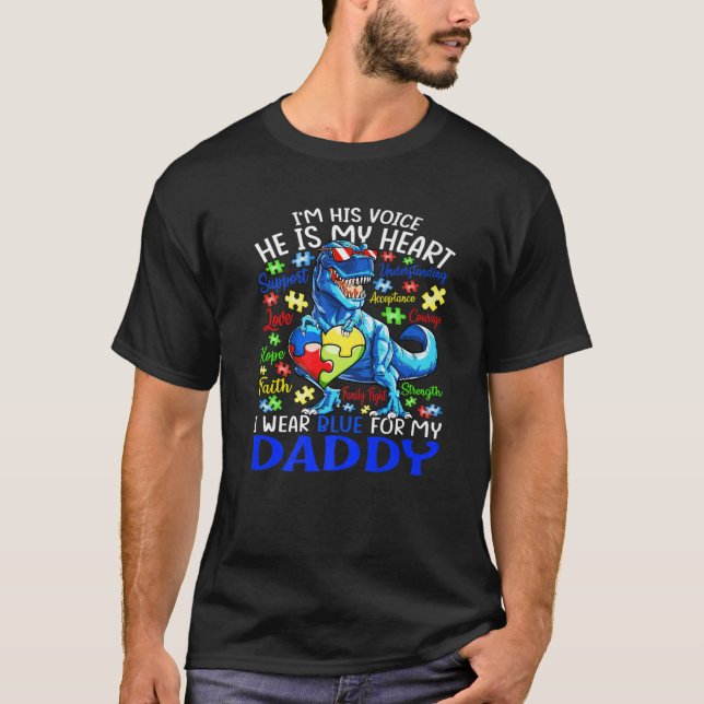 Camiseta Dizendo Quebra-cabeça Eu Visto Azul Para Meu Pai A (Frente)