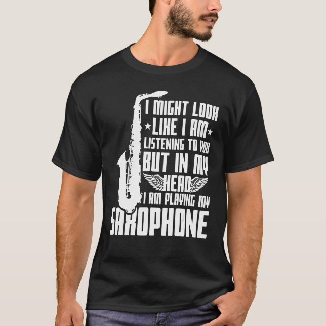 Camiseta Dizendo saxofone engraçado (Frente)